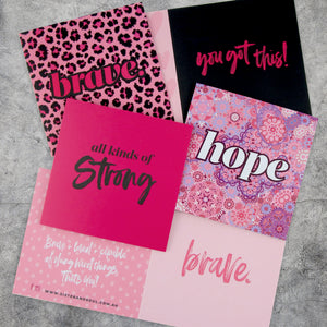 Gift card pack raising money for breast cancer research.