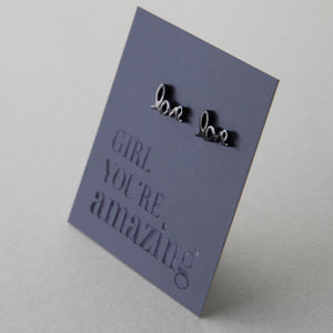 Stainless Steel Earrings. Girl You're Amazing LOVE earrings - Know that you are capable, brave and significant even when it feels like your not. These gorgeous new stainless steel earrings are what you have been searching for! With cute and quirky new designs in 4 different metals, Rose Gold, Gold, Silver & Black a beautiful gift for a friend or teacher or wear these to uplift your soul.