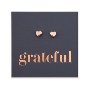 Stainless Steel Earring Studs - Grateful - TINY HEARTS