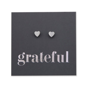 Stainless Steel Earring Studs - Grateful - TINY HEARTS