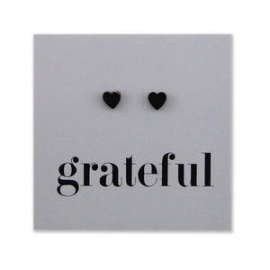 Stainless Steel Earring Studs - Grateful - TINY HEARTS