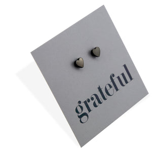Stainless Steel Earring Studs - Grateful - TINY HEARTS