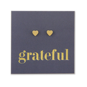 Stainless Steel Earring Studs - Grateful - TINY HEARTS