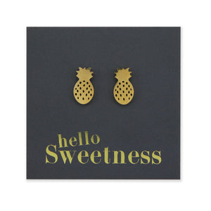 gold stainless steel pineapple studs on foil hello sweetness hypoallergenic