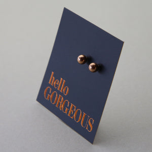 Stainless Steel Ball shape earrings. Hypoallergenic studs in Rose Gold, Silver, Black & Gold. Star shaped. Beautiful Gifts by Sister and Soul. Foil feature gift card Girl you are amazing.