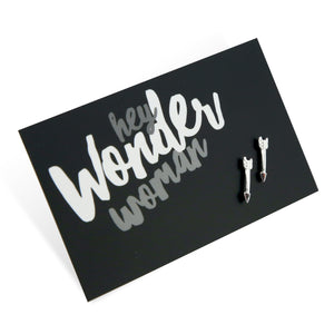 Hey Wonder Woman! Arrow Stud Earrings - Silver (2206)