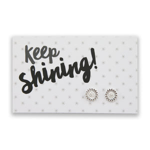 Forever Spring - Keep Shining - Sunflower Earring Studs - Bright Silver (9711)