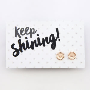 Forever Spring - Keep Shining - Sunflower Earring Studs - Rose Gold (9701)
