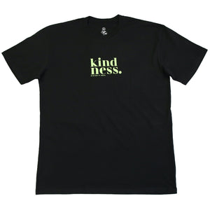 Kindness - Plus Size Long Boxy Tee - Black with Soft Lime Print