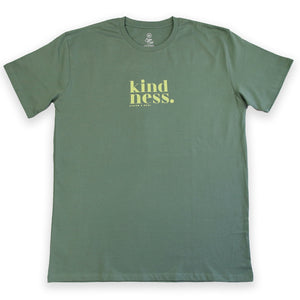 Kindness - Plus Size Long Boxy Tee - Sage with Lime Print