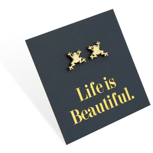 Stainless Steel Earring Studs - Life Is Beautiful - FROGS