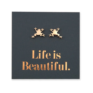 Stainless Steel Earring Studs - Life Is Beautiful - FROGS