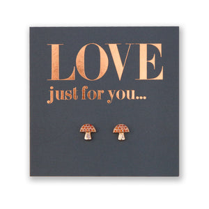 Tiny Mushroom - 18k Rose Gold Plated Sterling Silver Studs - Love Just For You (8816-R)