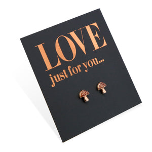 Tiny Mushroom - 18k Rose Gold Plated Sterling Silver Studs - Love Just For You (8816-R)