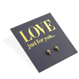 Tiny Cross - 18k Gold Sterling Silver Stud - Love Just For You (8512-F)