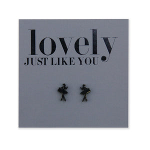 Black stainless steel tiny dancer studs on foil lovely just like you card