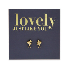Gold stainless steel tiny dancer studs on foil lovely just like you card