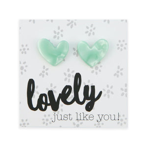 Lovely Just Like You - Resin Heart Studs - Minty Pearl (11864)