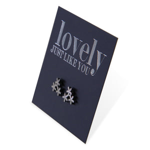Stainless Steel flower shape earrings. Hypoallergenic studs in Rose Gold, Silver, Black & Gold. Star shaped. Beautiful Gifts by Sister and Soul. Foil feature gift card Girl you are amazing.