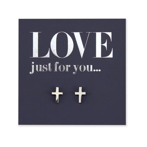 Stainless Steel Earring Studs - Love Just For You - CROSS