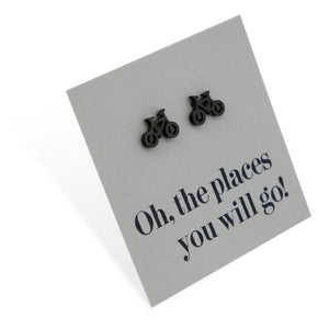 Stainless Steel Earring Studs Oh, The Places You Will Go BICYCLES gold, silver, rose gold, black