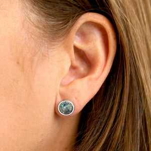 Shine Bright - Silver Stainless Steel 8mm Circle Studs - Opalicious (12534)