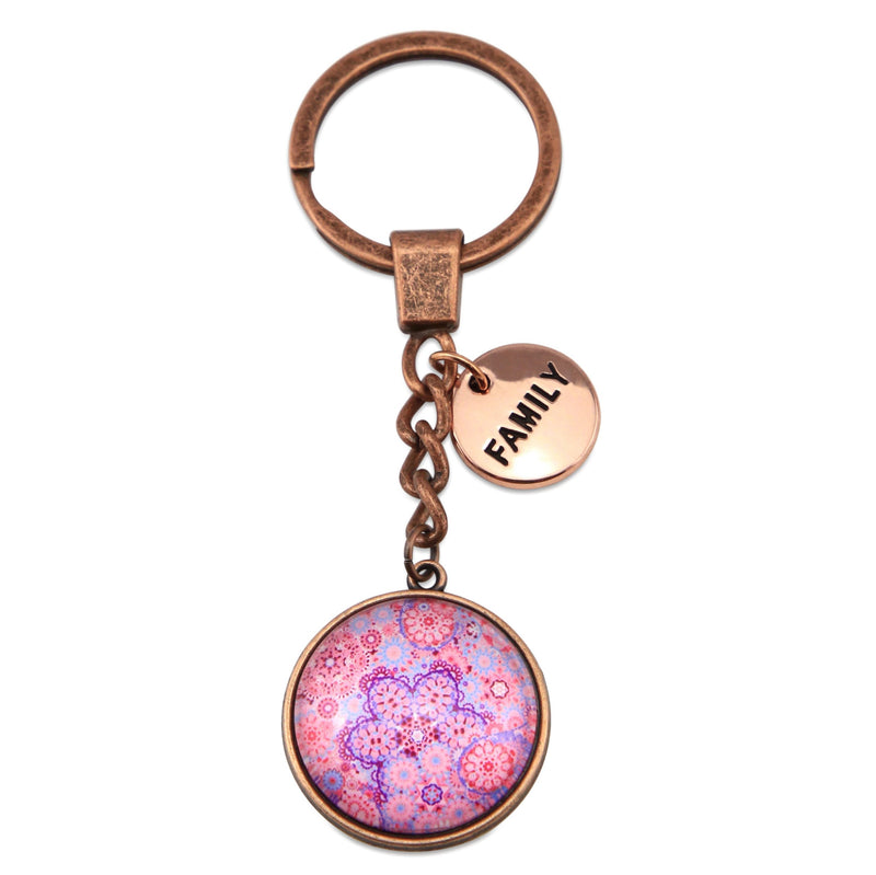 PINK COLLECTION - Vintage Rose Gold 'FAMILY'  Keyring -  Pink Ice (12231)