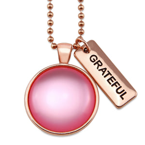 PINK COLLECTION - Rose Gold 'GRATEFUL' Necklace - Pink Pearl Resin (10555)