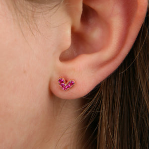 Pink Hearts - 18k Rose Gold Plated Sterling Silver Stud with CZ - Be Brave Beautiful (8713)