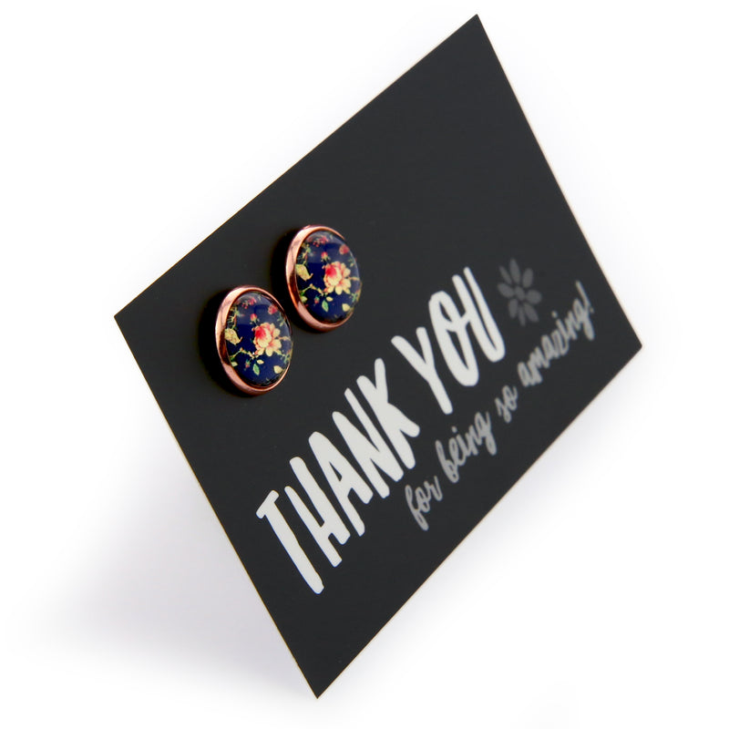 Thank You for Being So Amazing - Rose Gold 12mm Circle Studs - Rambling Rose (9312)