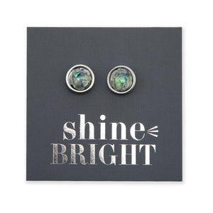 Shine Bright - Silver Stainless Steel 8mm Circle Studs - Opalicious (12534)