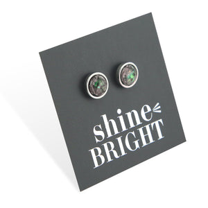 Shine Bright - Silver Stainless Steel 8mm Circle Studs - Opalicious (12534)