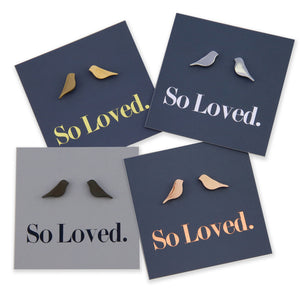 Stainless Steel Earring Studs - So Loved - BIRDS