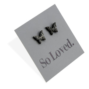 Stainless Steel Earring Studs - So Loved - BUTTERFLIES