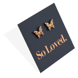 Stainless Steel Earring Studs - So Loved - BUTTERFLIES