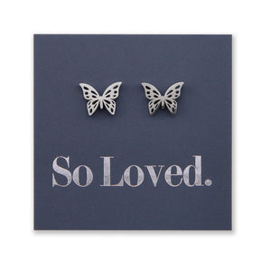 Stainless Steel Earring Studs - So Loved - BUTTERFLIES