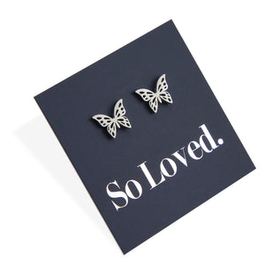Stainless Steel Earring Studs - So Loved - BUTTERFLIES