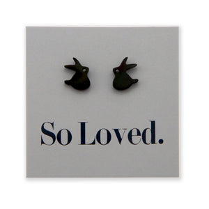 Stainless Steel Earring Studs - So Loved - CUTE BUNNY RABBITS
