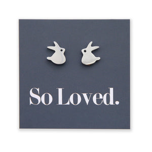 Stainless Steel Earring Studs - So Loved - CUTE BUNNY RABBITS