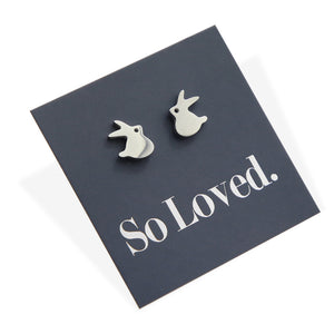 Stainless Steel Earring Studs - So Loved - CUTE BUNNY RABBITS