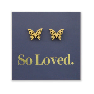 Stainless Steel Earring Studs - So Loved - BUTTERFLIES