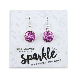 SPARKLEFEST - She Leaves A Little Sparkle - Stainless Steel Bright Silver Dangles - Violet Pop (2107-R)