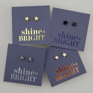 Stainless Steel Earring Studs - Shine Bright - STAR