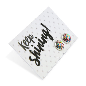 SPARKLEFEST - Keep Shining - Silver 12mm Circle Studs - Pastel Pizazz (9417)
