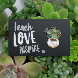Plant Pins! Teach Love Inspire - Pretty Pot Enamel Badge Pin - (11652)