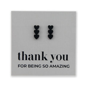 Stainless Steel Earring Studs Thank You For Being So Amazing HEART STACK gold, silver, rose gold and black