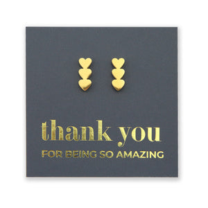 Stainless Steel Earring Studs Thank You For Being So Amazing HEART STACK gold, silver, rose gold and black