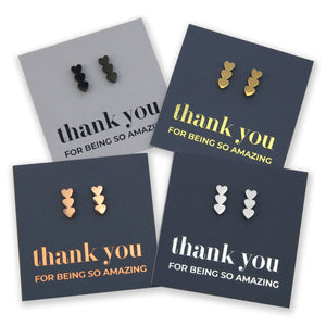 Stainless Steel Earring Studs Thank You For Being So Amazing HEART STACK gold, silver, rose gold and black