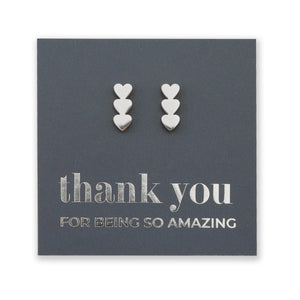 Stainless Steel Earring Studs Thank You For Being So Amazing HEART STACK gold, silver, rose gold and black
