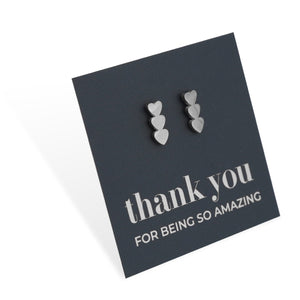 Stainless Steel Earring Studs Thank You For Being So Amazing HEART STACK gold, silver, rose gold and black